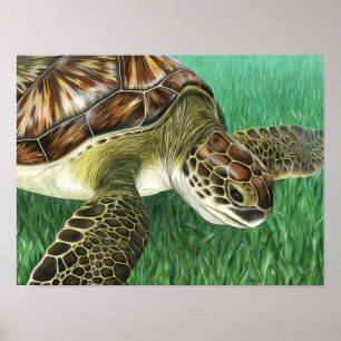 Poster Tortue verte juvénile stylisée
