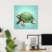 Poster Tortue verte réaliste (Bureau à domicile)