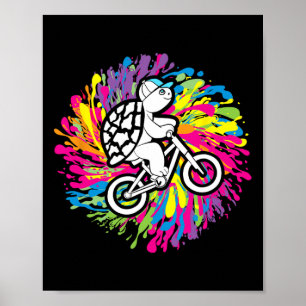 Poster Tortue Vtt Cyclisme Vtt Passionné Tortue Terrestre