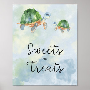 Poster Tortues de mer - baby shower sucré et friandise