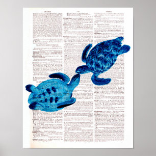 Poster Tortues de mer dans l'amour dictionnaire art mur p