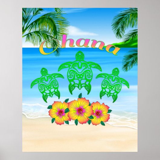 Poster Tortues de mer Honu hawaïen (Devant)