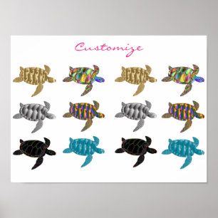 Poster Tortues de mer multicolores Thunder_Cove