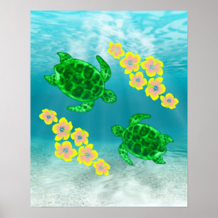 Poster Tortues de mer vertes
