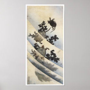Poster Tortues de piscine, Hokusai, 1832