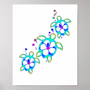 Poster Tortues hawaïennes Honu