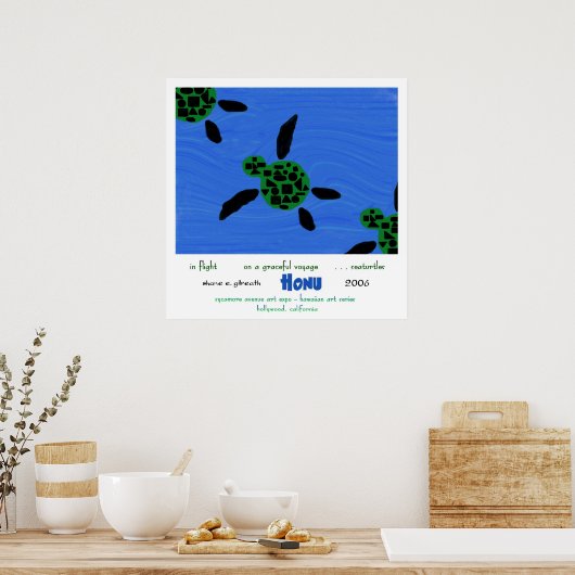 Poster Tortues marines Haiku Art Imprimer (Cuisine)
