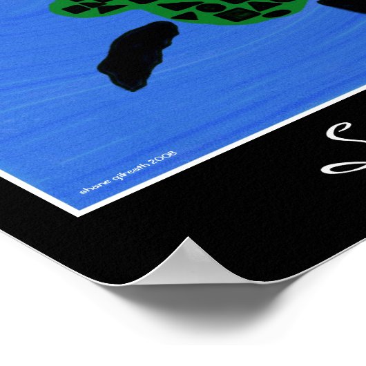 Poster Tortues marines Haiku Art Imprimer (Coin)