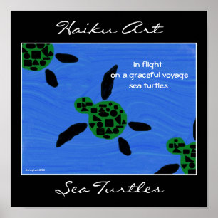 Poster Tortues marines Haiku Art Imprimer