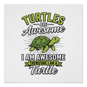 Poster Tortues Vintage Sont Géniales T-shirt Drôle De Tor
