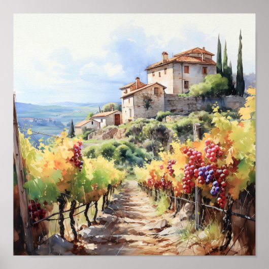 Poster Toscane Aquarelle Art (Devant)