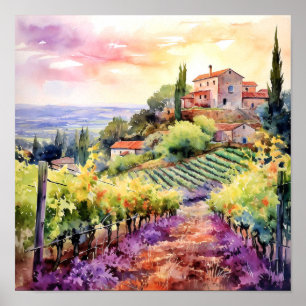 Poster Toscane Aquarelle Art