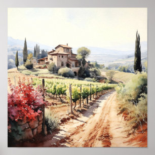 Poster Toscane Aquarelle Art