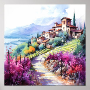 Poster Toscane Aquarelle Art
