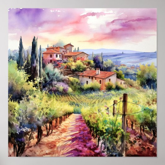 Poster Toscane Aquarelle Art (Devant)