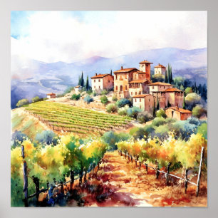 Poster Toscane Aquarelle Art