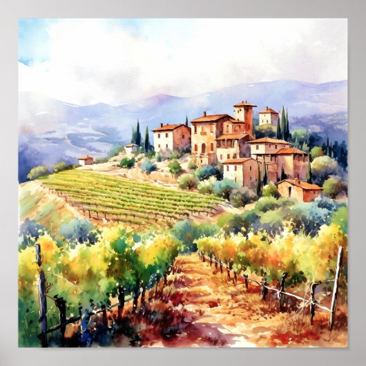 Poster Toscane Aquarelle Art (Devant)