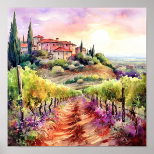 Poster Toscane Aquarelle Art