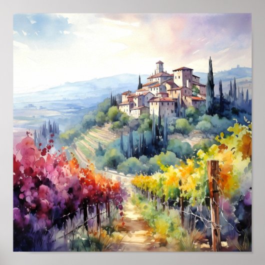 Poster Toscane Aquarelle Art (Devant)