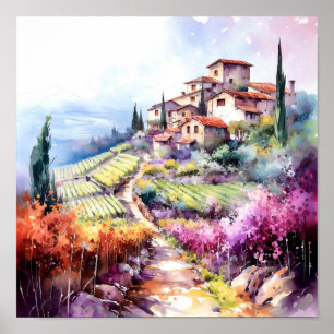 Poster Toscane Aquarelle Art