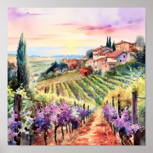 Poster Toscane Aquarelle Art (Devant)