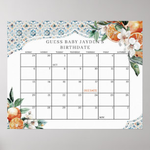 Poster Toscane Carrelage Baby shower Citrus Devinez la da