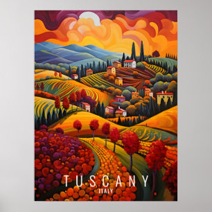 Poster Toscane en peinture d'automne   Italie   Art