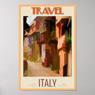 Poster Toscane Italie Abstrait Voyage coloré italien