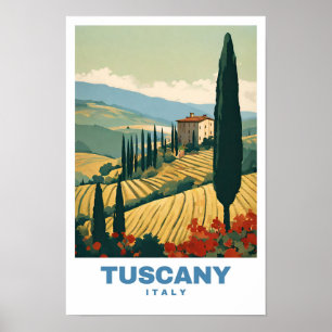 Poster Toscane Italie Exotique Voyage Retro