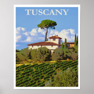 Poster Toscane Italie Italienne Villa Retro Vintage voyag