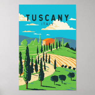 Poster Toscane Italie Vignoble Voyage Art Vintage