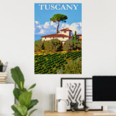 Poster Toscane Italie Vintage voyage Villa italienne (Bureau à domicile)