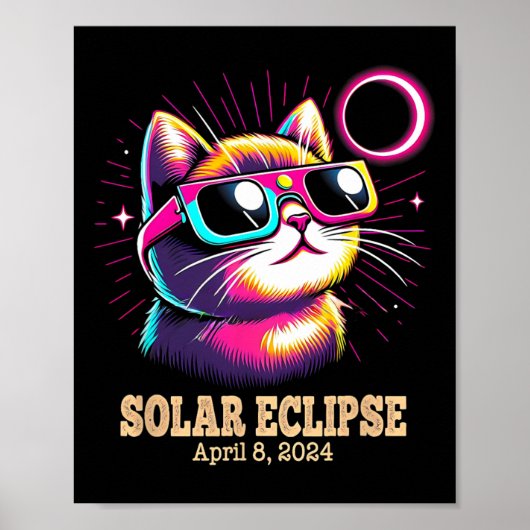 Poster Total Chat Éclipse Solaire 8 avril (Devant)