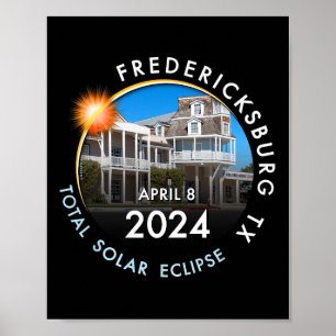 Poster Total de l'éclipse solaire 2024 Fredericksburg T