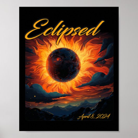 Poster Total de l'éclipse solaire 2024 Sun Moon (Devant)