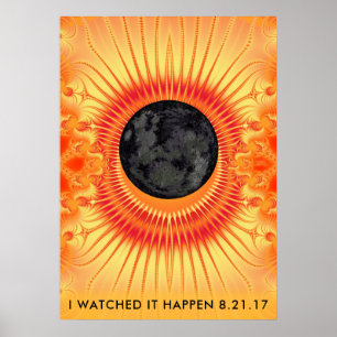Poster Total des éclipses solaires art fractal