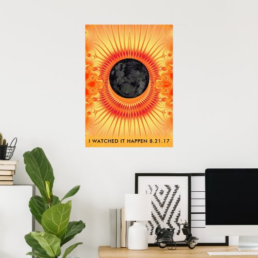 Poster Total des éclipses solaires art fractal (Bureau à domicile)