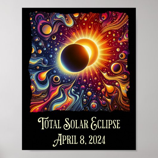 Poster Total Eclipse 2024 Retro Super 60's 70's vibe (Devant)