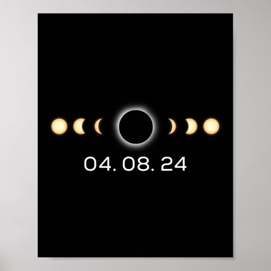 Poster Total Éclipse Solaire 04.08.2024 Totalité Phases (Devant)