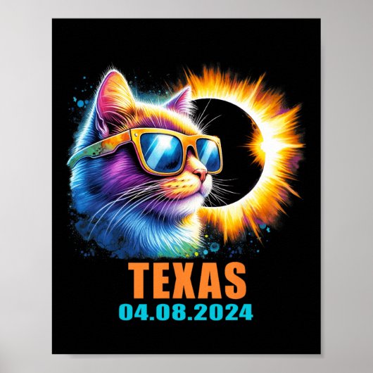 Poster Total Éclipse Solaire 2024 Cat Éclipse Solaire Gle (Devant)
