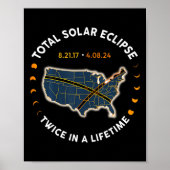 Poster Total Éclipse Solaire 2024 Deux Fois Dans Une Vie  (Devant)