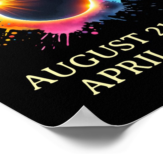 Poster Total Éclipse Solaire 2024 Deux Fois Dans Une Vie (Coin)