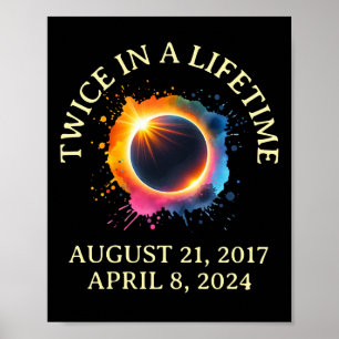 Poster Total Éclipse Solaire 2024 Deux Fois Dans Une Vie