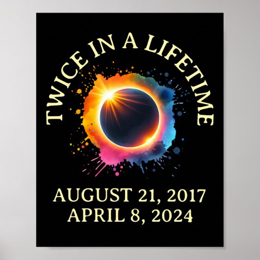 Poster Total Éclipse Solaire 2024 Deux Fois Dans Une Vie (Devant)