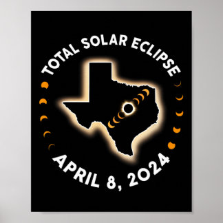 Poster Total Éclipse Solaire 2024 Totalité 8 avril 2024 A