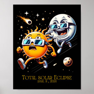 Poster Total Éclipse Solaire 8-4-2024 Soleil Fuite Eclips