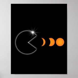 Poster Total Éclipse Solaire 8 avril 2024 Phases amusante