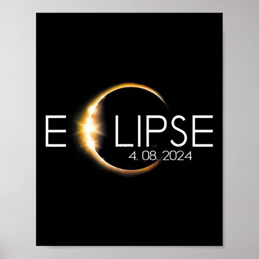 Poster Total Éclipse Solaire 8 avril 2024 Totalité (Devant)