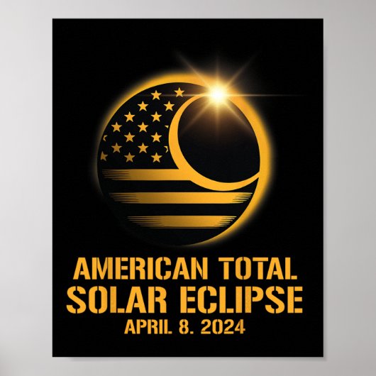 Poster Total Éclipse Solaire 8 avril 2024 Totalité Astron (Devant)