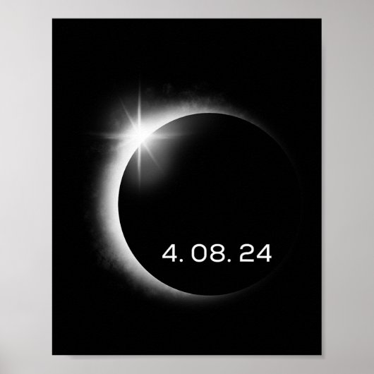 Poster Total Éclipse Solaire Printemps 8 avril 2024 Améri (Devant)